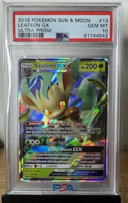 Leafeon GX 2018 Pokemon Sun & Moon Ultra Prism #13 S&M GEM MINT PSA 10 - Image 1