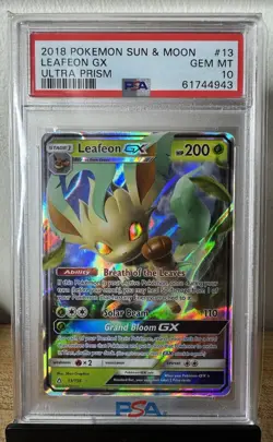 Leafeon GX 2018 Pokemon Sun & Moon Ultra Prism #13 S&M GEM MINT PSA 10 - Image 2