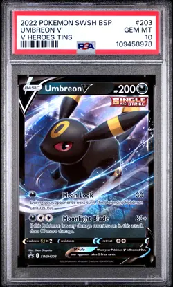 2022 Pokemon SWSH Black Star Promo 203 Umbreon V V Heroes Tins PSA 10 Gem Mint - Image 1
