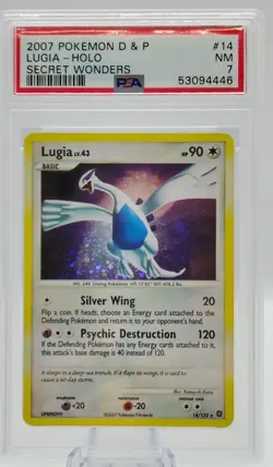 2007 Pokemon Diamond & Pearl Secret Wonders #14 Lugia - Holo (PSA 7 NM) - Image 1