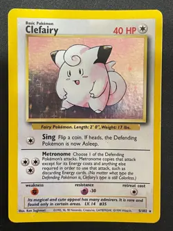 Clefairy 5/102 Holo Rare Unlimited WOTC Pokemon Base Set - Image 1