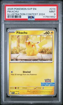 2025 Pokemon SVP EN-SV Black Star Promo Pikachu #214 Illustration Con 2024 PSA 9 - Image 1