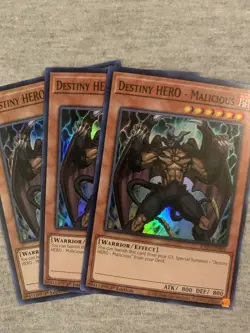 3x Destiny HERO - Malicious 1st Edition Super Rare RA03-EN001 Yu-Gi-Oh! - Image 1