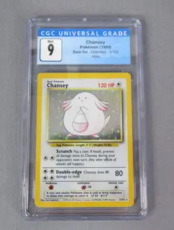 1999 Pokemon #3/102 Base Set Unlimited Holo Chansey Card Graded CGC 9 Mint - Image 1