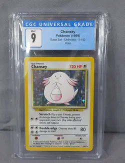 1999 Pokemon #3/102 Base Set Unlimited Holo Chansey Card Graded CGC 9 Mint - Image 2