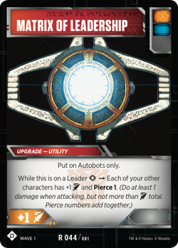 Transformers TCG 1X MATRIX OF LEADERSHIP Rare R 044/081 Wave 1 2018 Battle Card - Image 1