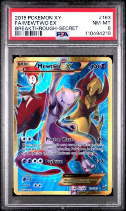 2015 POKEMON XY BREAKTHROUGH MEWTWO EX #163 SECRET RARE PSA 8 NM #110494219 - Image 1