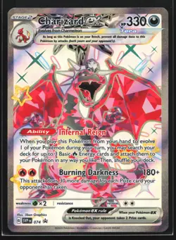 Pokemon Charizard ex SVP 074 Paldean Fates Full Art Holo Black Star Promo NM - Image 1