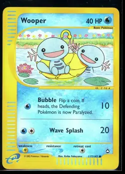Wooper 2002 Pokemon Aquapolis 117/147 Common Reverse Holo - Image 1