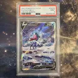 Pokemon Suicune V GG38 Alternate Full Art Crown Zenith Galarian Gallery PSA 9 - Image 1
