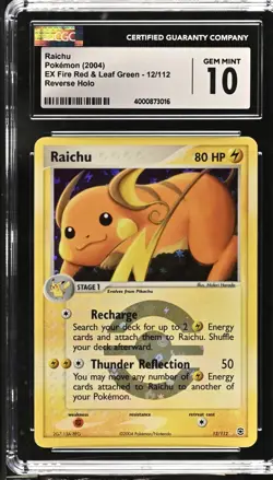CGC 10 Raichu EX Fire Red & Leaf Green 12/112 Reverse Holo Pokemon Card - Image 1