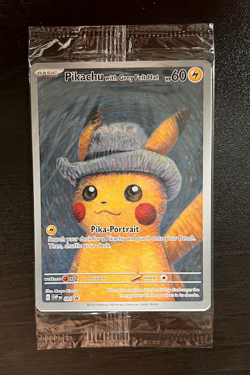 Pokemon Pikachu with Grey Felt Hat SVP 085 Van Gogh Promo Card - Sealed - Image 1