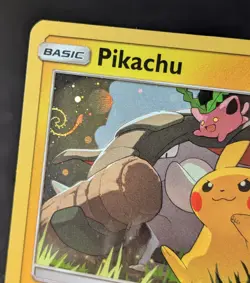 Pikachu 2019 Sun & Moon HD Swirl Black Star Promo Cosmos Pokemon Card SM234 (NM) - Image 2