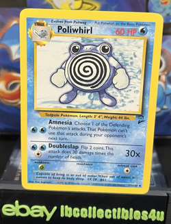 Poliwhirl 57/130 - BASE SET 2 - VINTAGE WOTC 2000 POKEMON CARD -NM F/S - Image 1