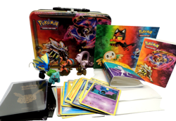 Pokemon Collectors Lot Tin/Lunch Box Figures Cards Card Sleeves Holders Sticker - Image 1