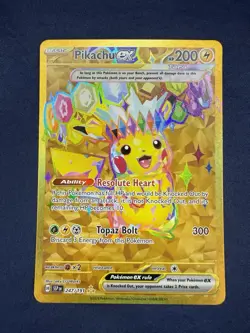 Pokemon Pikachu EX Sv08: Surging Sparks Hyper Rare Gold Holo Card 247/191 MINT - Image 1