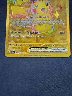 Pokemon Pikachu EX Sv08: Surging Sparks Hyper Rare Gold Holo Card 247/191 MINT - Image 3
