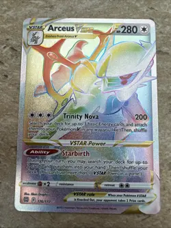 Pokemon Arceus VSTAR TCG Holo Card Brilliant Stars 176/172 Rainbow Secret Rare - Image 1
