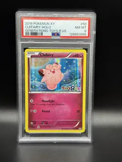 PSA 8 NM/MT 2016 POKEMON TOYS-R-US PROMO XY CLEFAIRY HOLO GENERATIONS - Image 1