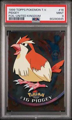 1999 Topps Pokemon Tv #16 Pidgey Foil United Kingdom PSA 9 - Image 1