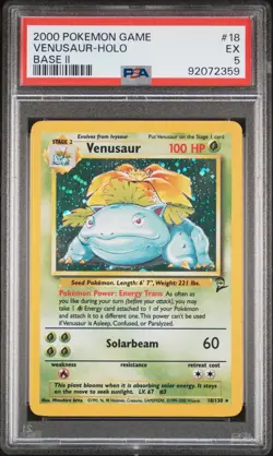 2000 Pokemon Game Base Ii #18 Venusaur Holo Base Ii PSA 5 - Image 1