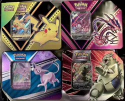 Lot of 4 EMPTY Pokemon TCG Collector's tins with PROMO card included *US Seller* - Image 4