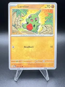 Pokemon TCG Larvitar Card 047/131 Prismatic Evolutions ERROR Miscut Card - Image 1