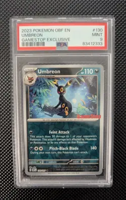 PSA 9 MINT Umbreon GameStop Promo OBF EN Reverse Holo Pokemon Card 130/197 - Image 1