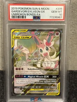 Pokemon Unbroken Bonds Gardevoir & Sylveon GX Alternate Art 205 Gem Mint PSA 10 - Image 3