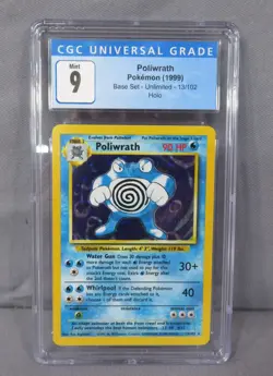 1999 Pokemon #13/102 Base Set Unlimited Holo Poliwrath Card Graded CGC 9 Mint - Image 1