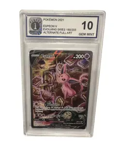 Espeon V Alternate Alt Art 180/203 Pokemon Evolving Skies 2021 10 GEM MINT - Image 1