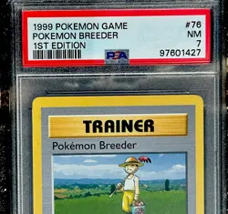 PSA 7 SHADOWLESS 1st Edition Pokemon Breeder Base Set Rare Unlimited 76 Trainer - Image 2