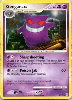 Pokemon TCG Gengar 17/99 Platimum Arceus Regular Non Holo Rare DMG - Image 1