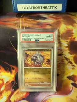 Pokemon 151 JP RHYHORN #111/165 Master Ball Reverse Holo PSA Graded Gem Mint 10 - Image 1