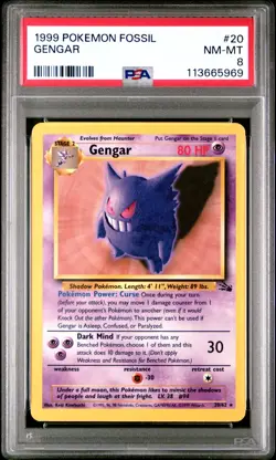 1999 POKEMON FOSSIL #20 GENGAR PSA 8 NM-MT - Image 1