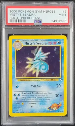 ✨ PSA 9 MINT ✨ 2000 Pokemon Gym Heroes #9 Misty's Seadra Holo-Prerelease - Image 1