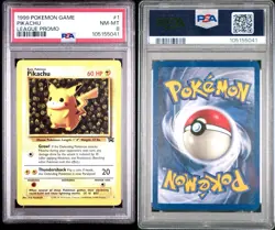 1999 Pokemon Game - Pikachu #1 - LEAGUE PROMO - PSA 8 - NM/MINT - Image 1