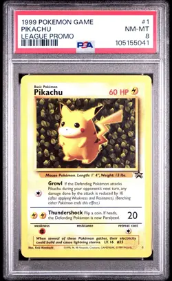 1999 Pokemon Game - Pikachu #1 - LEAGUE PROMO - PSA 8 - NM/MINT - Image 2