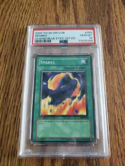 2002 Yugioh LOB-055 Sparks Legend of Blue Eyes 1st Edition PSA Gem Mint 10 - Image 1