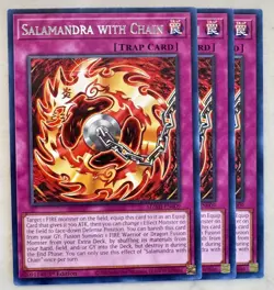 Yugioh! 3x Salamandra with Chain MZMI-EN009 Rare 1st Ed NM - Image 1
