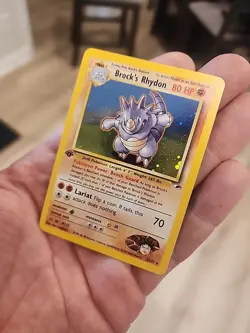 2000 Pokemon Brock’s Rhydon Holo 1st Edition Gym Heroes 2/132 NM - Image 1