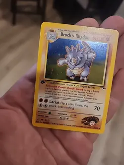2000 Pokemon Brock’s Rhydon Holo 1st Edition Gym Heroes 2/132 NM - Image 2