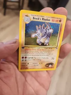 2000 Pokemon Brock’s Rhydon Holo 1st Edition Gym Heroes 2/132 NM - Image 3