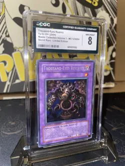 2004 Yugioh Master Collection Volume 1 Thousand-Eyes Restrict SCR LE - CGC 8 - Image 2