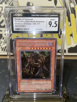 2004 Yugioh Invasion of Chaos Invader of Darkness SCR - CGC 9.5 - Image 1