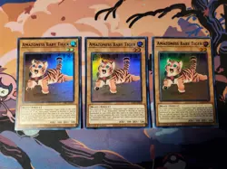 3x Yugioh Amazoness Baby Tiger LDS1-EN023 Green Blue Purple Ultra Rare 1st Ed - Image 1