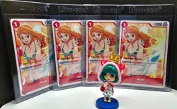 4 x One Piece Card Game Nami ST01-007 C Super Pre Release ERROR TEXT Pre-Errata - Image 1