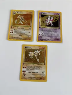 Kabutops, Mr Mime And Hitmonlee First Edition Pokemon Cards - Image 1