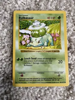 Pokemon Shadowless Bulbasaur (NM) 44/102 Base Set TCG Vintage 1999 Card Grass - Image 1