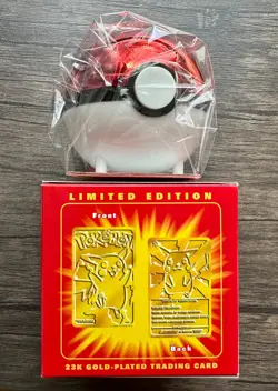 SEALED Burger King Pikachu Red Pokemon 23K Plated Trading Card Pokeball - Image 2